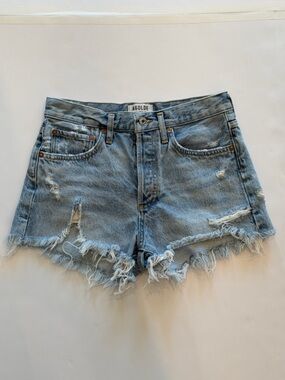 Agolde Light Wash Distressed Denim Cutoff Shorts Size 25 A026-811